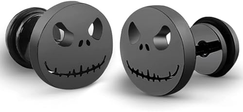 YUFFQOPC 2PCS Anti-Allergy Skull Stud Earring Skeleton Earrings Men Punk Skull Ear Stud Girl Boy Skull Earrings for Party Stainless Steel Male Earring, black