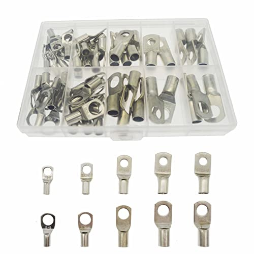 Surriba Ringkabelschuhe Set(60 Stück), Kabelschuhe Kabelschuhe Rohrkabelschuh 10 8 6 4 AWG Verzinktes Kupfer 16mm2 10mm2