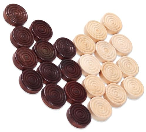 24 Pieces of Wooden Draft Board Game Pieces, Wooden Checkers Pieces, Stackable Checkers Pieces, Natural Wood Color