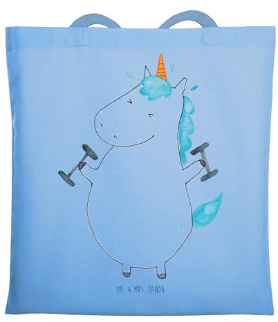 Mr. & Mrs. Panda Strandtasche Einhorn Fitness - Geschenk, Tote Bag, Laptoptasche, Tasche, Diät, Fitnessstudio, Unicorn, Sport, Abnehmen, Baumwolltasche, Gym, Shopping
