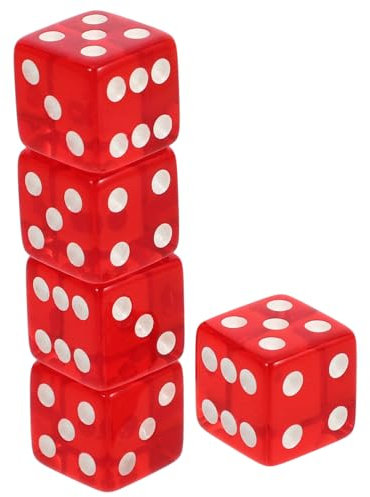 BCOATH Acryl Spielwürfel 5 Stück Kleine Rote Transparente 19mm Würfel Partyzubehör Und Spielrequisite Für Brettspiele Bars Und Familienfeiern