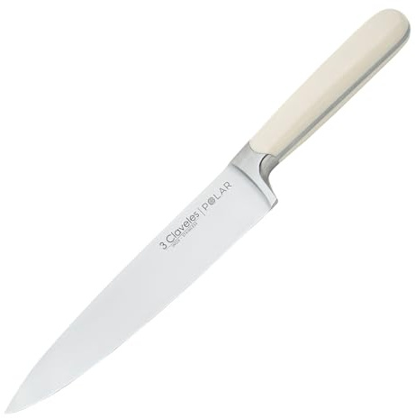 CUCHILLO DE ACERO INOXIDABLE FORJADO COCINERO POLAR CON MANGO BLANCO DE ABS 20 cm - 8 E 3C APTO PARA LAVAVAJILLAS