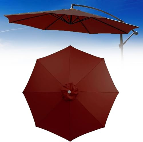 Sonnenschirm-Ersatzabdeckung, Terrassenschirm Ersatzbezug Ersatz-Regenschirmstoff, Marktschirm Ersatz Baldachin Bespannung für Tischschirme im Freien Anti-Ultraviolett-Überdachungsabdeckung(Burgundy,8
