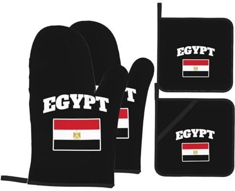 4 Pezzi Forno E Presine Guanti Egyptian Egpyt Egypt Flag Guanti Per Grigliare Morbida Guanti Da Cucina Divertenti Guanti Da Forno A Microonde Per Cuocere, Bbq, Campeggio