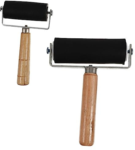 Hoement 2piezas Rodillo De Pintura Portátil De Herramientas De Arte Para Impresión y Manualidades Rodillos Para Pintura Superficies Suaves