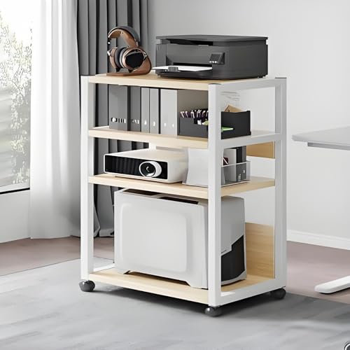 Audio Rack Hifi Regal, 2/3/4 Etagen Stereo-Komponenten-Rack, Mobiles Audio-Rack-Schrank, Hifi-Audioschrank, Audio-Video-Medienschrank Mit Rollen, Großer Audio- Und Video-Medienständer(Beige,51*40*94.4
