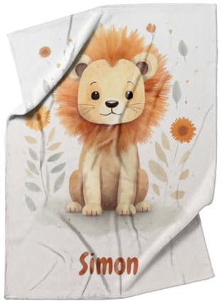Babydecke - Namensdecke Kleiner Löwe personalisierbar multi 75 x 100 cm