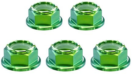 RISON-Titanium 5 Piezas M4 Tuerca de Brida Hexagonal en Titanio, Tuercas Autoblocantes con Inserción de Nylon DIN 1663, Tuerca de Bloqueo con Reborde Contratuerca Anti-corrosión