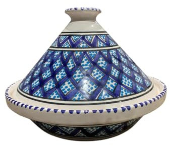 Tajine bakir Bleu Marine fais main – Tajine Tunisien Traditionnel pour Cuisson au Four et feu - Artisanat traditionelle