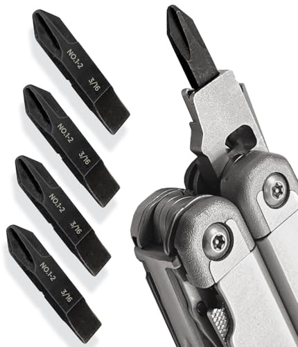 Galvanox Brocas planas de repuesto de doble extremo Phillips y 3/16 pulgadas #1-#2 para multiherramientas Leatherman (paquete de 4)