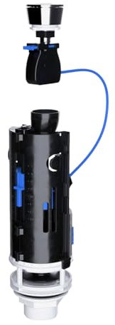 PlumbEZ Universal Dual Flush Valve for Toilet Flush System Replacement, WRAS Approved Adjustable Toilet Cistern Flush Parts, Fits 1 1/2 & 2 Outlet with Universal Push Button & Internal Overflow