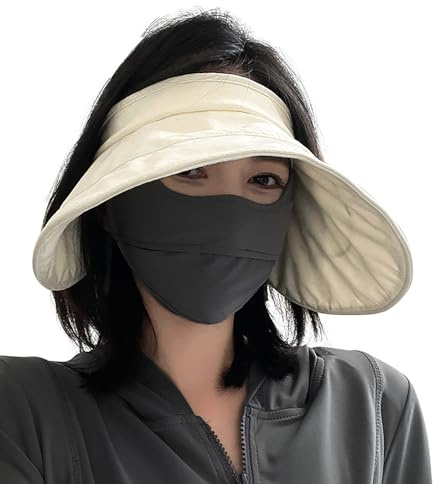 SIQITECH Visor Cap Damen Sonnenvisor UPF 50+ Sonnenblende Große Krempe Strandvisor Faltbar Sonnenvisier Atmungsaktiv Sommerkappe Einstellbar Sonnenschild Damenvisor für Strand Camping Urlaub Wandern