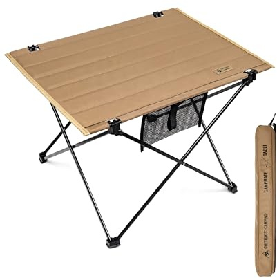 OneTigris CAMPMATE campingbord, vikbart, litet vikbart, utomhusbord ultralätt bärbart, fällbart bord, lastkapacitet upp till 30 kg, för utomhusbruk, vandring (kojote brun)