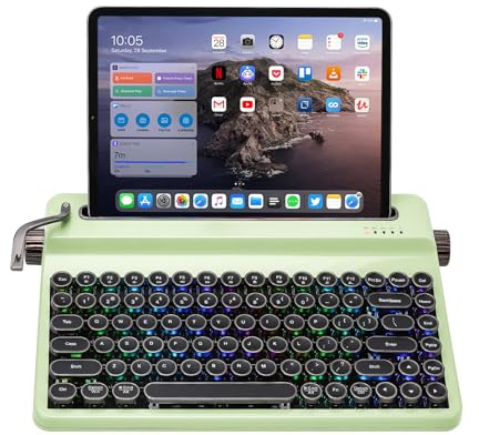 YUNZII QL75 Kabellose Schreibmaschinen Tastatur (Green, Onyx Tactile) | QMK/VIA Hot-Swap Retro Mechanische Tastatur mit Runden Punk-Tastenkappen,RGB,Multi-Gerät-Tastatur mit 2,4 GHz/USB-C/BT 5.0