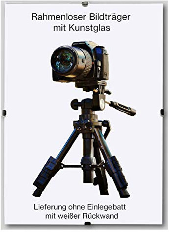 arte-tuo Rahmenloser Bildträger clipframe | 80x121 cm | klares Kunstglas | Poster Puzzle Collagen