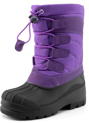 DREAM PAIRS Boys Girls Snow Boots Waterproof Outdoor Warm Cozy Anti-Slip Mid Calf Faux Fur Lining Winter Shoes for Little/Big Kids,Size 12 Little Kid,Purple,KNORTH