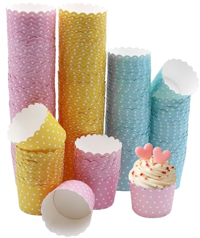 Primasage 150 Pièces Caissette Muffins Papier, Résistant Aux Hautes Températures Caissettes Cupcake, Résistant à l'Huile Moule Muffins Papier Adapté à la Cuisson de Muffins, Réunions de Famille
