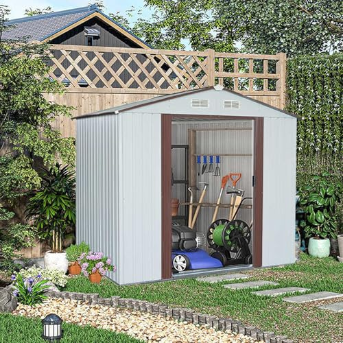 Capanno in metallo con serratura impermeabile in acciaio zincato per attrezzi da giardino per biciclette, tosaerba, barbecue, ripostiglio per esterni