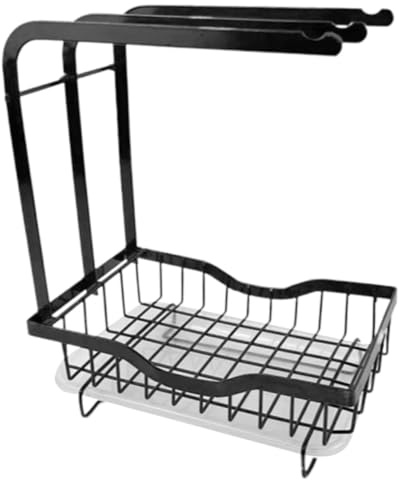 HEALSOPTHY Organizador para Fregadero de Cocina de Metal Soporte de Esponja y Bayeta con Diseño Drenante Estantería Práctica para Esponjas Jabones y Paños Fácil Acceso y Almacenamiento