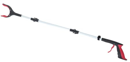 FIXOSHEE Recogedor de Basura Plegable de 3 Partes, Pinza Mango Largo Extensible, Herramienta de Agarre sin Agacharse para Interior y Exterior, Recogida de Basura y Objetos Difíciles,