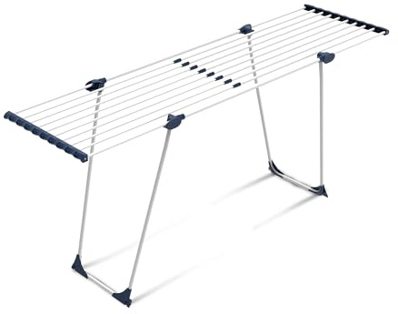 CasaSi® CasaFlex – Teleskop Wäscheständer 20m – ausziehbar & platzsparend – Wäscheständer Weiß aus legiertem Stahl für Kleidung, Bettwäsche und Handtücher | Wäscheständer Weiß aus legiertem Stahl für Kleidung, Bettwäsche und Handtücher