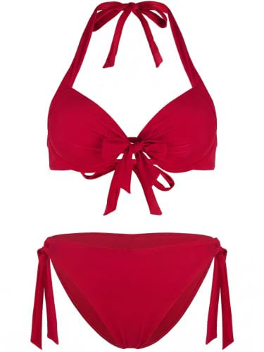 Ocean Blues Ensemble bikini push-up à armatures avec haut dos nu et bas taille basse, attaches réglables