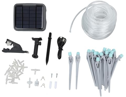 Kit Impianto Irrigazione Giardino Automatico a Goccia, Auto Irrigante con Timer, Energia Solare, per Vasi e Piante in Casa - Risparmio Idrico, Bassa Rumorosità, Facile (Tipo regolabile)