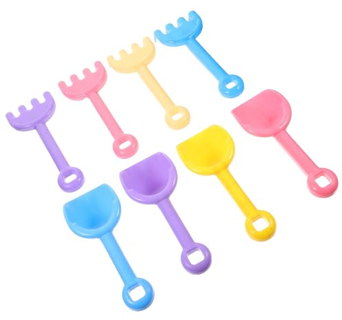 OFFSCH Palas de Arena de Colores, Juego de 8 Piezas 4 Palas y 4 Rastrillos, Juguetes para Playa y Arenero, Herramientas de Jardinería Infantiles para Exterior y Color Color Aleatorio