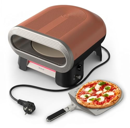 Tefal Pizza Pronto Four à Pizza Électrique d'Extérieur 2600W avec Pierre Rotative Automatique Cuisson 3 minutes Pizza 30 cm Multifonctions Jusqu'à 400°C 4 Températures Pelle à Pizza Incluse JM600TE0