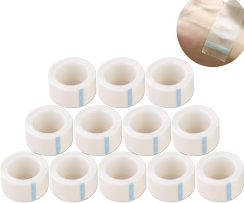 ANAMPION 12 Rollen Medizinisches Klebeband 2.5 cm*9.1m | Latexfrei&Hypoallergen Mikroporöses Transparente Fixierpflaster Rolle,Wasserdichte Bandage für Haut,Dressings