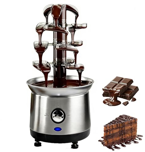 Macchina elettrica per fontana per fonduta di cioccolato a 4 livelli, macchina per cascata a forma di foglia da 40 W con vassoio profondo, capacità di 2,5 libbre, per Natale, feste di compleanno