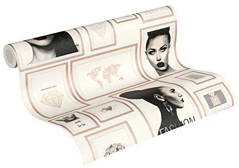A.S. Création Livingwalls Vliestapete Metropolitan Stories Lola Paris Tapete mit Bilderrahmen 10,05 m x 0,53 m beige schwarz weiß Made in Germany 369183 36918-3