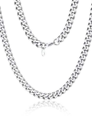 ChainsHouse Halskette für Herren Damen Edelstahl Panzerkette 3/6/9/12mm breit Kubanische Kette Männer Silber/Schwarz/Gold Gliederkette Hip Hop Kette Schmuck für Geburtstag Vatertag, Länge 36-76cm