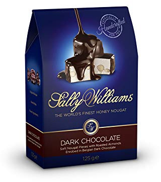 Sally Williams, Coffret cadeau nougat au miel doux de qualité supérieure - Nougats faits main avec amandes et chocolat noir - 125 g - Lot de 10