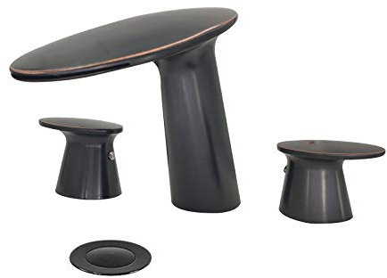 Wovier Wasserfall-Wasserhahn für Badezimmer, 20,3-40,6 cm, mit Zulaufschläuchen, zwei Griffen, drei Löcher, Waschtischarmatur mit Pop-Up-Ablaufgarnitur