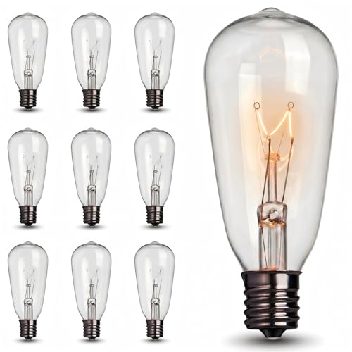 Konictom 10 Pack ST40 Replacement Bulbs for Outdoor String Lights, 7W E17 Intermediate Base Clear Incandescent Edison Bulbs for Indoor Outdoor Patio Backyard Decor, Warm White