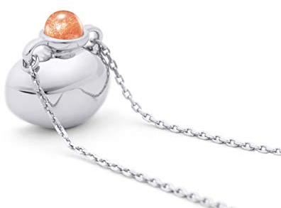 Personalized Engraving Bottle Oregon Sunstone Necklace Sterling Silver Orange Amphora Vessel Jar Necklace