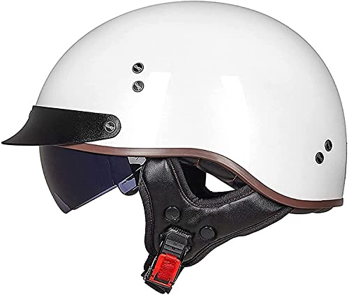 XRDSHY Halbhelm Motorradhelm Herren Damen Retro ECE Zertifizierung Motorrad Halbschale Mofa Helm Jethelm Halbschalenhelm Jet Helmet Motorcycl Chopper Scooter Helm Sturzhelm Mit Visier,J-(XL/61-62CM)