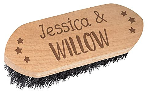 Dandy Pferdebürste mit Holzgriff und Sternen, personalisierbar