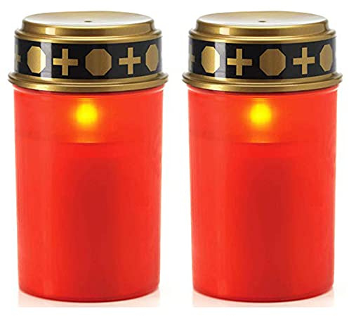 Lampe à Bougie Solaire LED Lampe Sacrificielle De Cimetière,Capteur Intelligent Activé Et Désactivé,lampe Extérieure Anti-pluie Pour Prière, Activités Religieuses,décoration Festival (A,2Pcs)