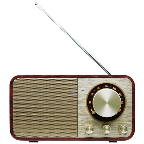 Bentmax Radio FM con Bluetooth Retro Altoparlante Bluetooth Vintage Radio con SD / USB Funzione Lettore Musica Memoria Musica, Streaming Wireless da Smartphone, Fino a 10 Ore di Riproduzione (Noce)