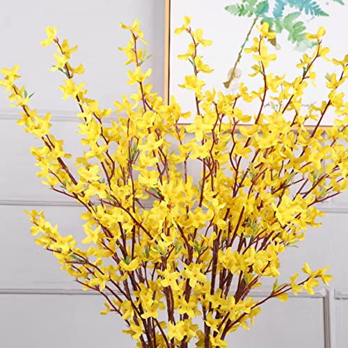 KWQBHW Künstliche Forsythienzweige, 94 cm Langer Stiel, Winter-Jasmin-Blumen, Blumensträuße, gelbe Orchideen, Blumen für Hochzeit, Party, Zuhause, Büro, Dekoration, 4 Stück
