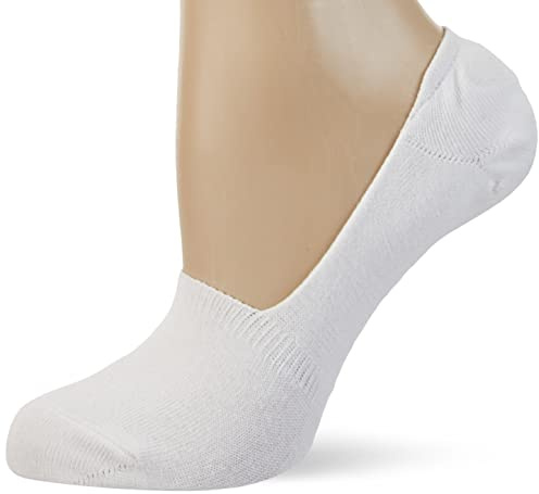 Nur Die 2er Pack Füssling aus Baumwolle unsichtbare kurze Socken rutschfest mit Silikon an der Ferse Damen, weiß, 39-42