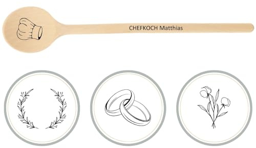 HOFMEISTER® Kochlöffel Holz personalisiert mit Gravur, 25 cm - Holzlöffel aus Buche mit Wunschtext - Geschenk für Muttertag, Geburtstag und Weihnachten, Handarbeit (1 Stück)