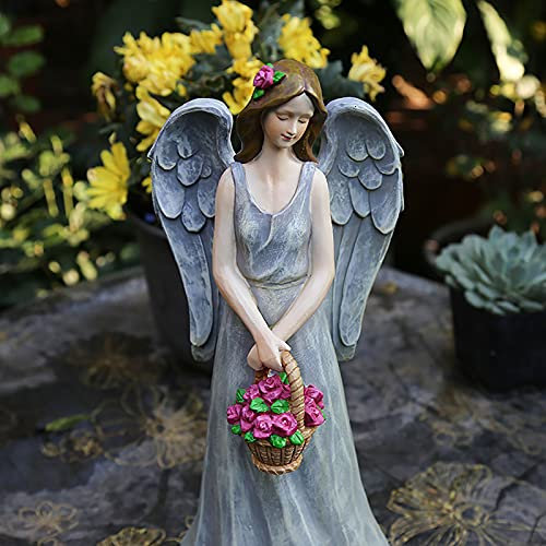 Garten Fee Statue Mit Wings,Vintage Harz Engel Statue,Kunst Dekorative Little Girl Figur Garten-skulptur Für Patio Rasen Hof Veranda Ornament Geschenk-A 14x11x34cm