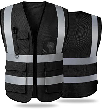 Gilet de sécurité réfléchissant haute visibilité avec poches zippées sur le devant - Conforme aux normes ANSI/ISEA
