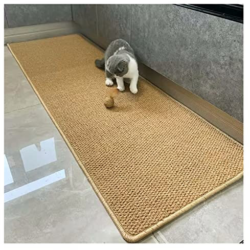 HAIXHX Bambusteppich Natürliche Sisalteppiche rutschfest, Solide Grenze Katze Kratzmatte, Farmhouse Teahouse Sommer Cool Pad für Bad/Eingang/Küche (Color : Brown, Size : 3X12FT/90X360CM)