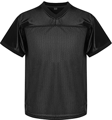 MESOSPERO Youth Football Jersey American Football Jersey Sports T-Shirt Blank Kids Football Practice Jersey(X-Large,Black)