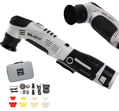 Maxshine M0312 V2 Cordless Mini Polisher Car Buffer, 1.93 lb Lightweight DA & Rotary, 6-Speed Portable Detailing Tool for Scratch Repair, Swirl Removal, Paint Correction, Waxing & Gloss Protection