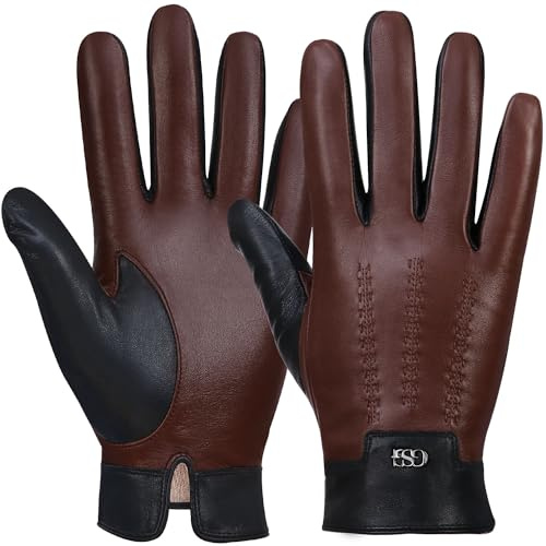 GSG SINCE 1998 Lederhandschuhe Herren aus Lammfell Touchscreen | Warme Handschuhe Herren für den Winter mit Kaschmir-Wollfutter, chromfrei gegerbt, ideal zum Autofahren & Business